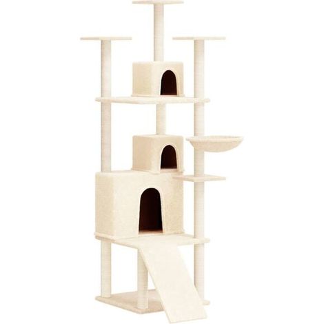 Arbre à chat avec poteaux en sisal, couleur crème, 175 cm