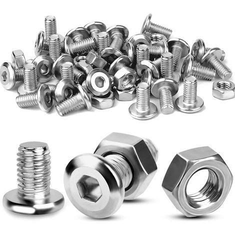 Vis à Tête Plate M8x20 mm Jeu de Vis avec Écrous 20 Ensembles Vis à Tête Cylindrique M8 et Boulon M8 Vis à Six Pans Creux en Acier Inoxydable Vis à Tête Plate Hexagonale pour Projets de DIY (1/5)