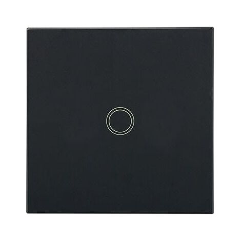 Interruptor de luz táctil de pared negro de 1 vía y 1 unidad con indicador LED, panel de vidrio templado, sin neutro (carga máxima: 500 W) (1/4)