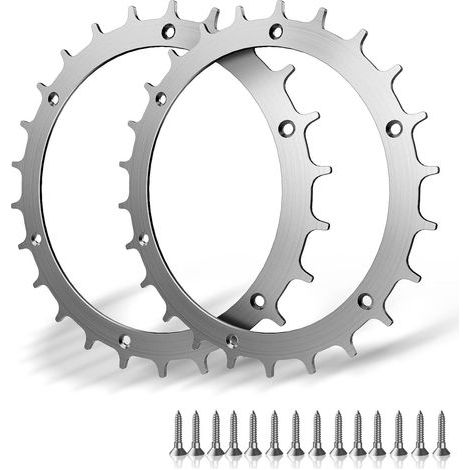 Lot de 2 pics en acier inoxydable pour tondeuse Bosch Indego XS 300 400 500 M700 finement ébavurés avec amélioration de traction pour robot tondeuse,14 vis en acier inoxydable，170 mm (1/5)