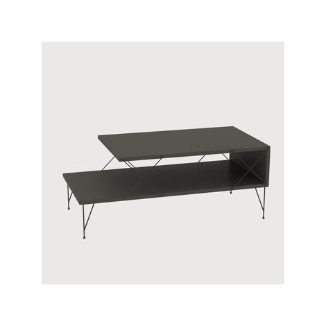 Table basse design à 2 plateaux Cayena Noir et Gris foncé (1/3)