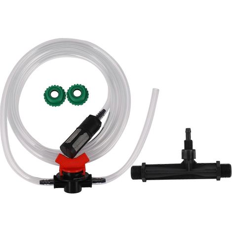 Kit d'injecteur d'engrais Venturi agricole avec raccords filetés de 1/2 pouce à 3/4 pouce pour l'irrigation en serre (1 jeu) - Noir et transparent (1/5)