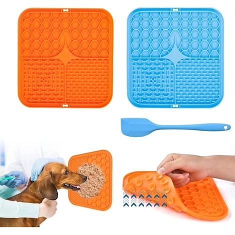 Filiyano-Lot de 2 tapis à lécher pour chiens avec ventouses, sans BPA, pour le bain et le brossage, comprenant un grattoir en silicone et des (1/5)