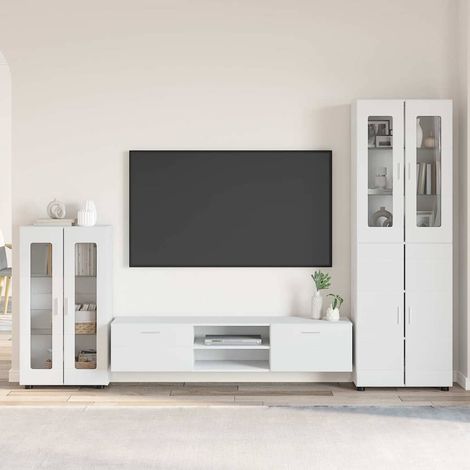 vidaXL Set mobile TV con porta FLORIN 3 pcs Bianco Legno multistrato