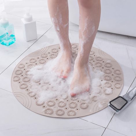 Rutschfeste Badematte, TPE Duschmatte mit Ablauflöchern, 30cm Rund (1/5)