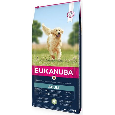 Eukanuba, cibo secco per cani di taglia grande agnello e riso, sacco da 12 kg