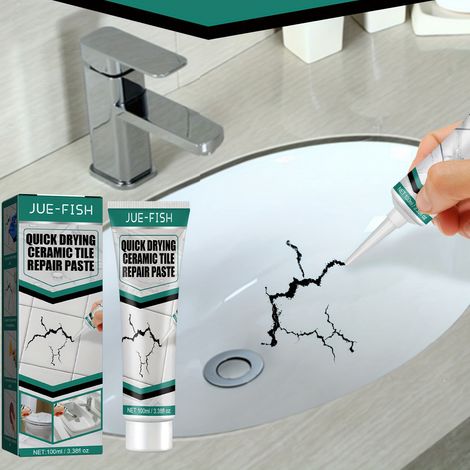 Pasta reparadora de azulejos, kit de reparación de azulejos, impermeable, de secado rápido para pisos de cerámica y grietas, 1 pieza (1/5)