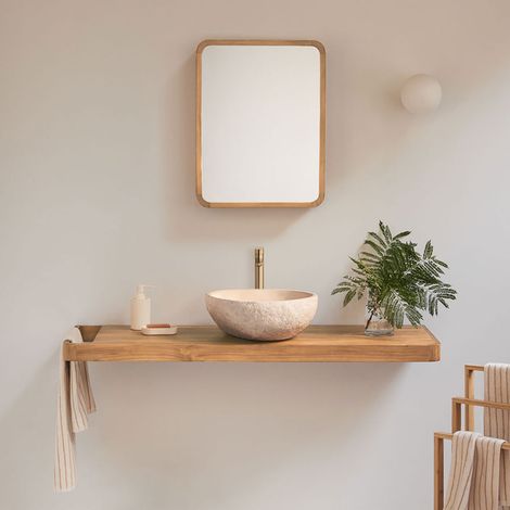 Set di mobili da bagno sospeso 130x45 cm in legno di teak Neill SKLUM (1/5)