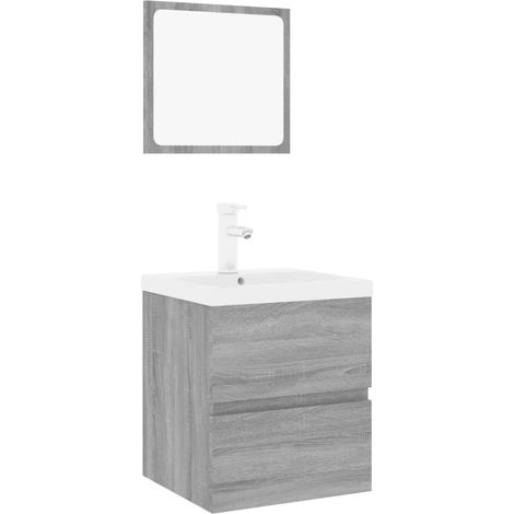 Maison Exclusive - Badmöbel-Set Grau Sonoma Holzwerkstoff