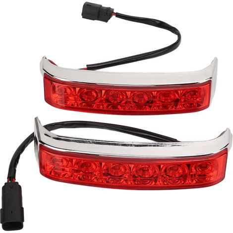 Lot de 2 feux de sacoches LED pour moto, feux stop gauche et droit, de remplacement pour Ultra Limited FLHTK, coque électroplaquée, lentille rouge (1/5)