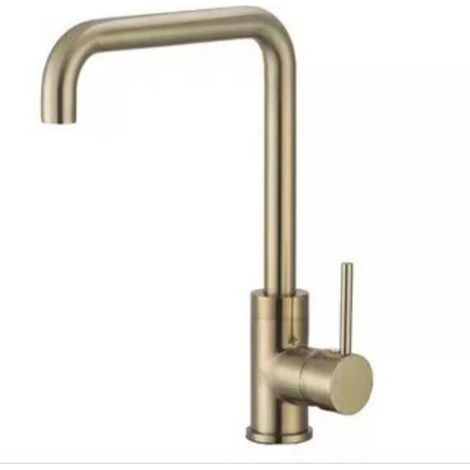 Mitigeur de cuisine Robinet Cuisine Doré Brossé 7-Forme, Mitigeur Évier Rotatif à 360° avec Aérateur Démontable, Robinet d'évier en Acier Inoxydable SUS304 (1/5)