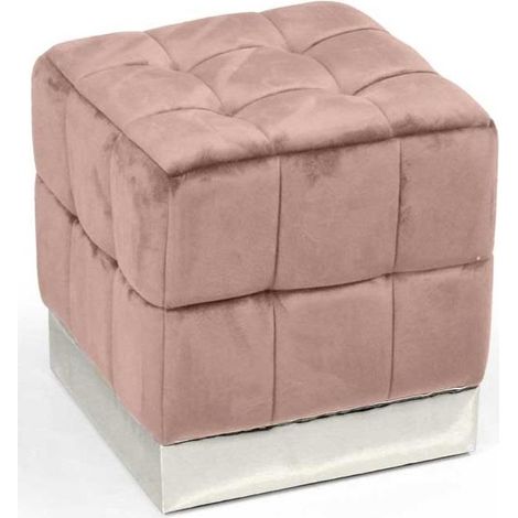 Pouf quadrato in velluto rosa cm 40x40h (1/2)