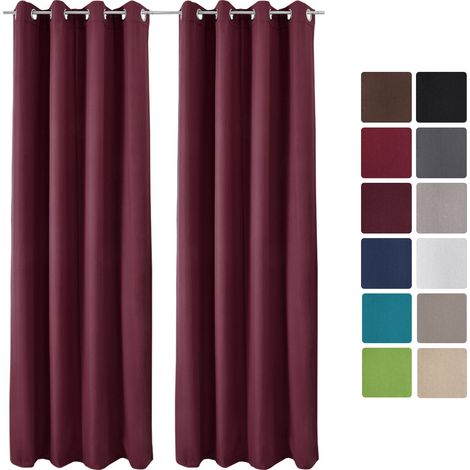 Beautissu – Lot de 2 rideaux thermiques 140x245cm – 90% d'opacité – Tissu lourd 210 g/m² – Protection contre chaleur et froid