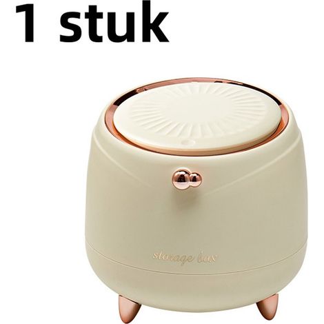 Corbeille de bureau multifonctionnelle avec tube de rangement et couvercle à ouverture par pression pour petits déchets et objets couleur blanc crème 1 pièce (1/5)