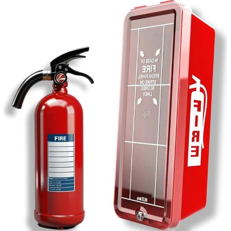 Grande boîte d'extincteur en PVC - Pour extincteurs jusqu'à 58 cm jusqu'à 5 kg - Armoire murale en PVC - Pour le rangement des extincteurs d'intérieur et d'extérieur - Boîtier rouge d'urgence (1/5)