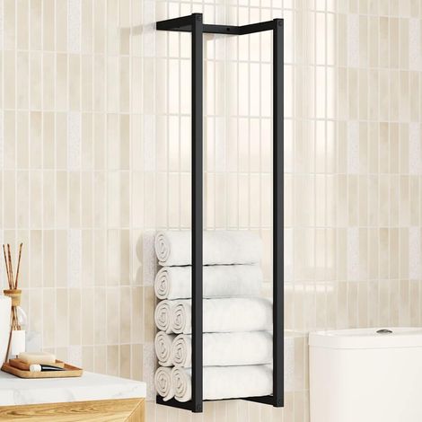 Porte-serviette de salle de bain Style Contemporain - Noir 25x20x95 cm Fer BV356366 - BonneVie (1/5)