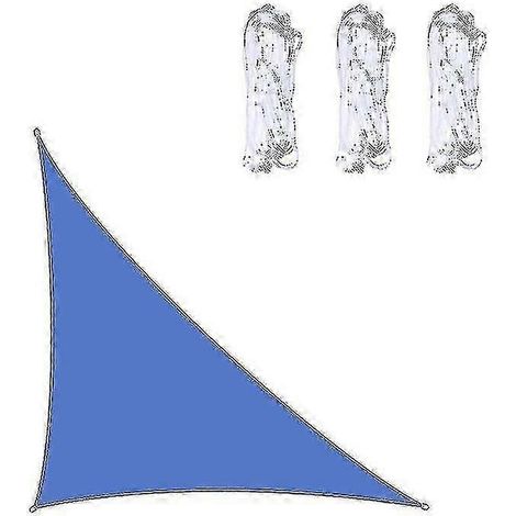 Voile d'ombrage triangulaire imperméable 3x3x4,3 m / 4x4x5,7 m / 5x5x7,1 m pour jardin, terrasse, auvent extérieur, abri de piscine, parasol de camping. Bleu foncé.