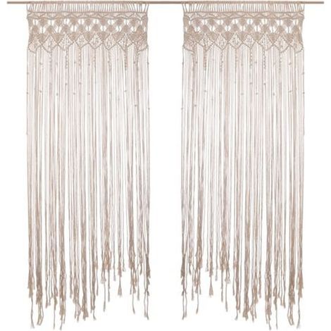 Lot de 2 rideaux fil en macramé (1/4)