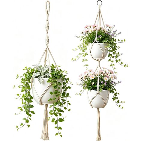 2 Pièces Suspension Plante Macramé, Suspension Macramé (Style 1) (1/5)