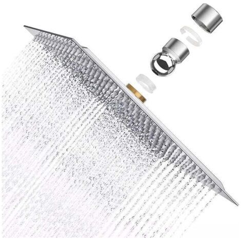 Krobec Stronger Duschkopf, 8 Zoll quadratischer Duschkopf aus Edelstahl AISI304, 20 x 20 cm ultrafeiner Regenstrahl, fester Duschkopf mit Anti-Kalk-Beschichtung