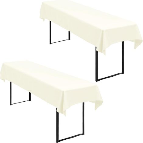 2er-Set Biertischdecken Elfenbein 250x100cm, wasserdicht, waschbar