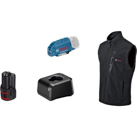 Chaqueta calefactable Bosch Professional GHV 12+18V XA talla L, con batería 12V - 06188000G6