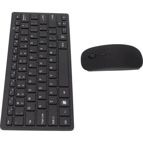 Clavier Souris Sans Fil Compact 2.4G, 78 Touches Ultra-Plat, Réglable 800-1200 DPI, pour PC Portable et Tablette, Noir