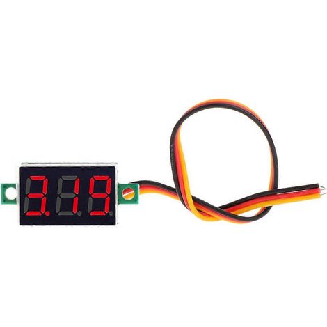 Voltmètre numérique miniature bleu pour courant continu 0-100 V, panneau LED 0,36 pouce, trois fils, affichage numérique, pour usage domestique, rouge (1/5)