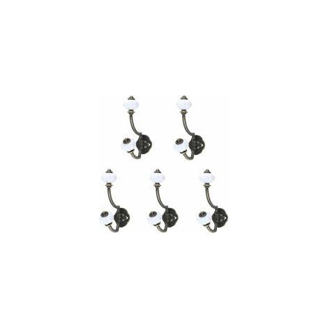 Retro bronze ceramic coat hooks, 5 pieces. Pastoral style wall hooks, hat hooks, door hooks. (1/5)