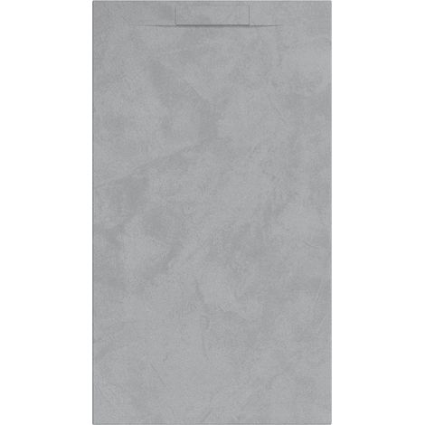 Mineralguss-Duschwanne extra flach Spachteloptik KORAL grau 100x100 cm Auslaufschutz in Farbe