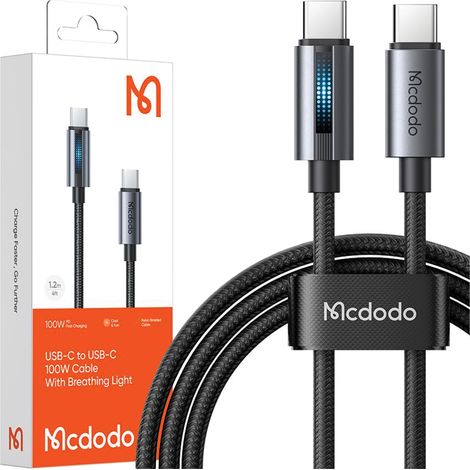 Cable USB-C Mcdodo de carga rápida para Samsung y Apple, USB TIPO C, 100 W, 1 m, LED (1/5)