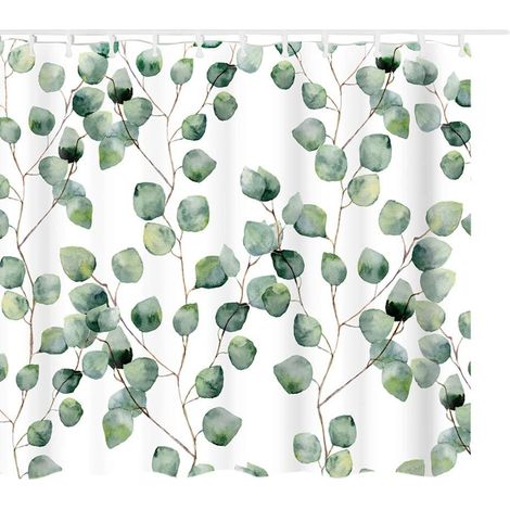 Rideau douche 180x180 anti-moisissure déperlant 12 anneaux feuillage vert pour maison jardin bureau quotidien (1/5)