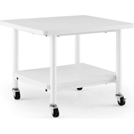 2-Tier Printer Stand Printer Cabinet with 4 Wheels & File Storage Shelf Storage Organizer White (1/5)
