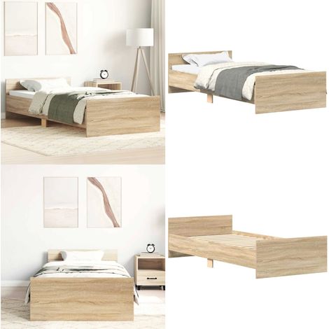 Cadre de lit sans matelas chêne sonoma 100x200 cm - Cadre De Lit - Lit Double - Lit En Bois - Lit Design - Literie - Home & Living (1/5)