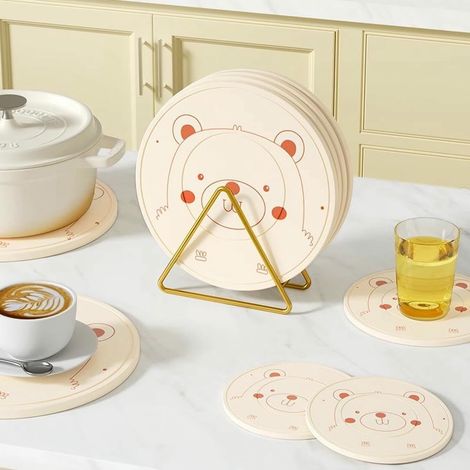 Lot de 6 sous-plats en silicone : pour la table, les casseroles, les tasses et les bols  résistants à la chaleur, antidérapants et isolants (1/5)
