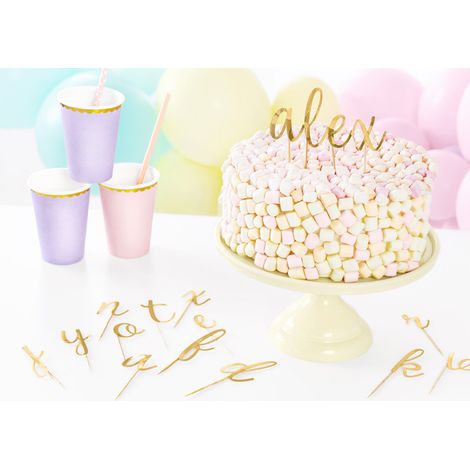 Adornos de letras PartyDeco, dorado 95, 12 cm, 1 paquete, 53 piezas (1/5)