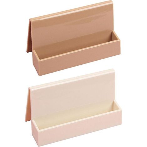 Lot de 2 porte-cartes de visite pour bureau, support vertical en plastique pour cartes de visite, 11,2 x 5,8 x 4,3 cm (1/5)