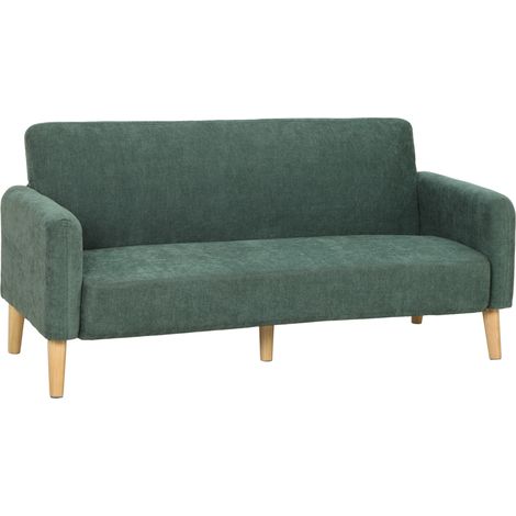 HOMCOM 2 Seater Sofa, Velvet Small Couch with Plush Backrest, Dark Green (1/5)