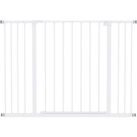 Adjustable Dog Safety Gate for Stairs,Pressure Fit Pet Barrier 76-107 cm,White Color,Ideal for Home Use (1/5)