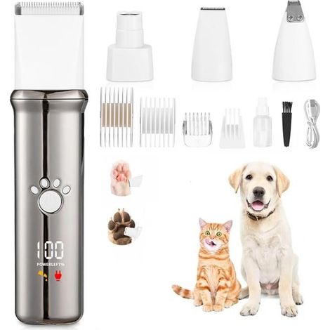 Tondeuse électrique pour chiens et chats - 4 en 1 - 4 têtes multifonctions - IPX4 étanche - Batterie 1000mAh (1/4)