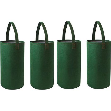 GDHZS-  4pcs Planteur de Tomates à L'envers, Sac de Culture Suspendu en Feutre, Sacs de Culture de Plantes de Fleurs Végétales Multifonctions (Vert) (1/5)