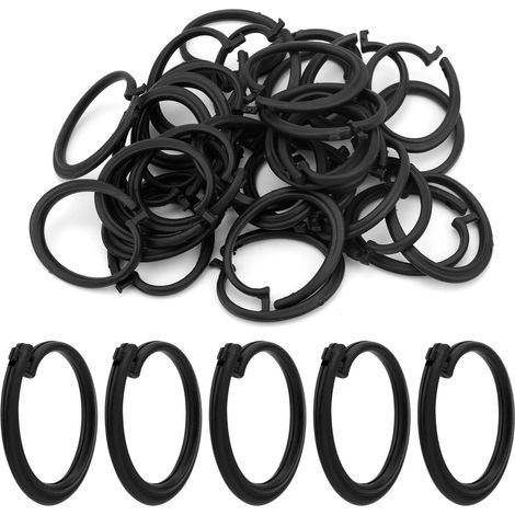 50pcs Crochets en Plastique pour Rideaux Tonnelle, Coulissants Crochets Rideaux Pratiques Accessoires Gazebo pour Moustiquaires Auvents Maison Hôtel Extérieur(Noir, Rond) (1/5)