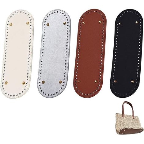 4-teiliges Set für ovale Taschenböden aus PU-Leder (22 x 10 cm, Häkelspitze) (1/5)