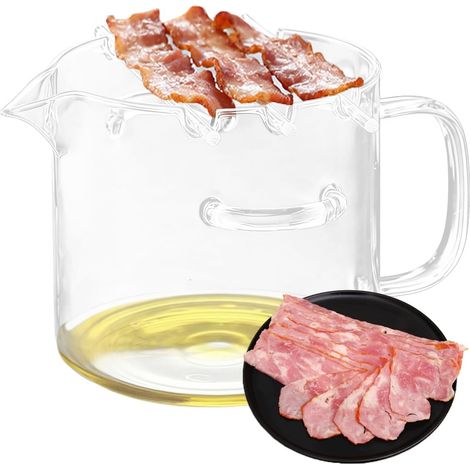 Cuit-bacon en verre 2,1 L, micro-ondes, grille perforée, petit-déjeuner, anti-graisse (1/5)