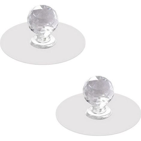 2 Poignées adhésives acryliques transparentes pour miroir et tiroir, sans perçage, 2 pièces (1/5)