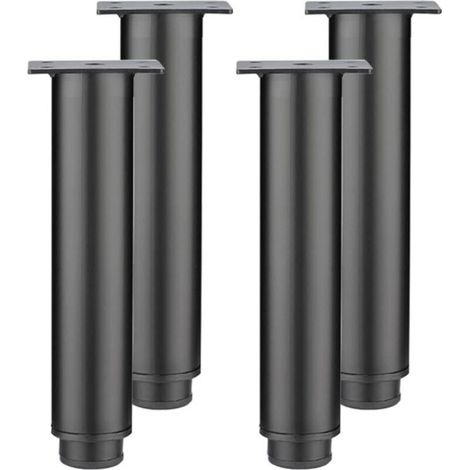 Set of 4 adjustable furniture legs made of cold-rolled steel, replacement table legs for cabinets and sofas, metal legs (black, 8 cm) (1/5)