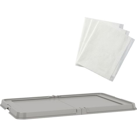 PawHut inodoro para perros plegable, 86x62 cm, bandeja sanitaria para perros para entrenamiento, con 3 almohadillas, pies antideslizantes, gris