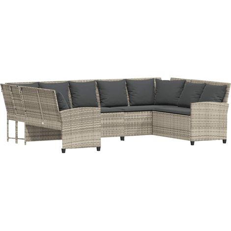 Maison Exclusive - Gartensofa mit Kissen Hellgrau Poly Rattan