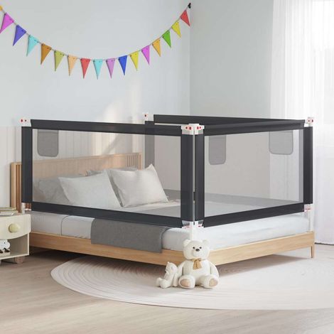 Barrière de lit enfant anti-chute réglable en polyester et métal gris foncé 190 x 25 cm - PANGIVO (1/5)