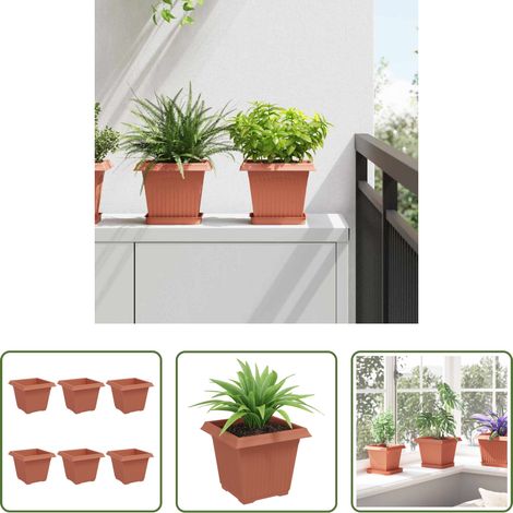 Pot à fleurs extérieur - Pot de Fleurs Carré 6 pcs Rouge brique 20 x 20 x 16 cm (1/5)